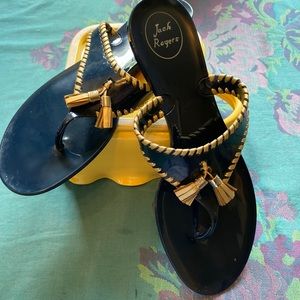 Jack Rogers size 10 Navy Blue and Gold Flip Flops